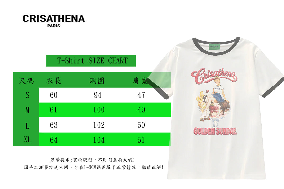 Crisathena 1950s Golden Sundae T-Shirt【SM1842】