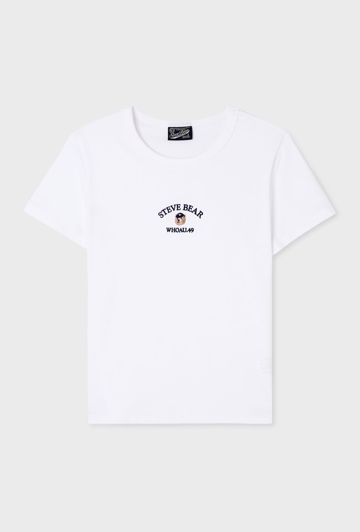 韓國 WhoAU Steve Embroidery Short Sleeve T-shirt【WA376】