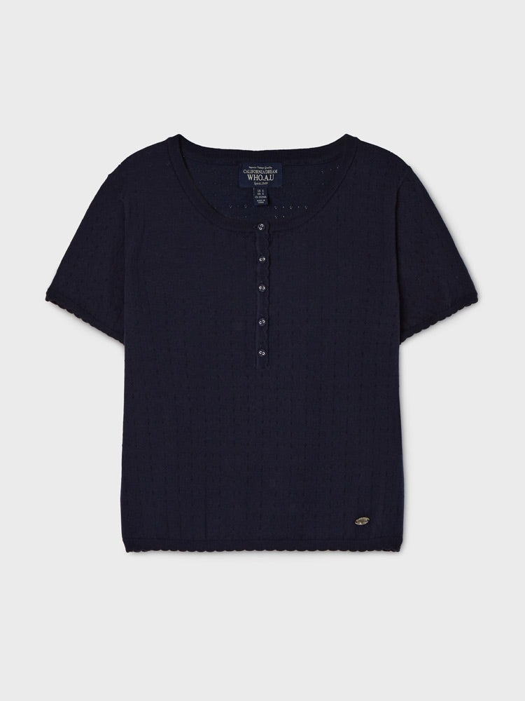韓國 WhoAU Skashi Henley neck Pullover【WA321】