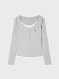 韓國 WhoAU Steve Layered Henryneck T-shirt【WA404】