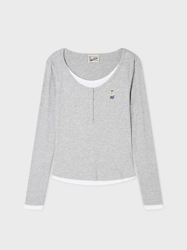 韓國 WhoAU Steve Layered Henryneck T-shirt【WA404】