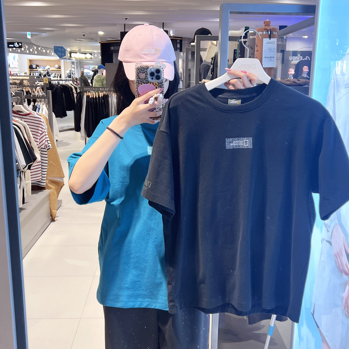 韓國 National Geographic Nature Cooling Logo Semi-Overfit Short Sleeve T-shirt【NG955】