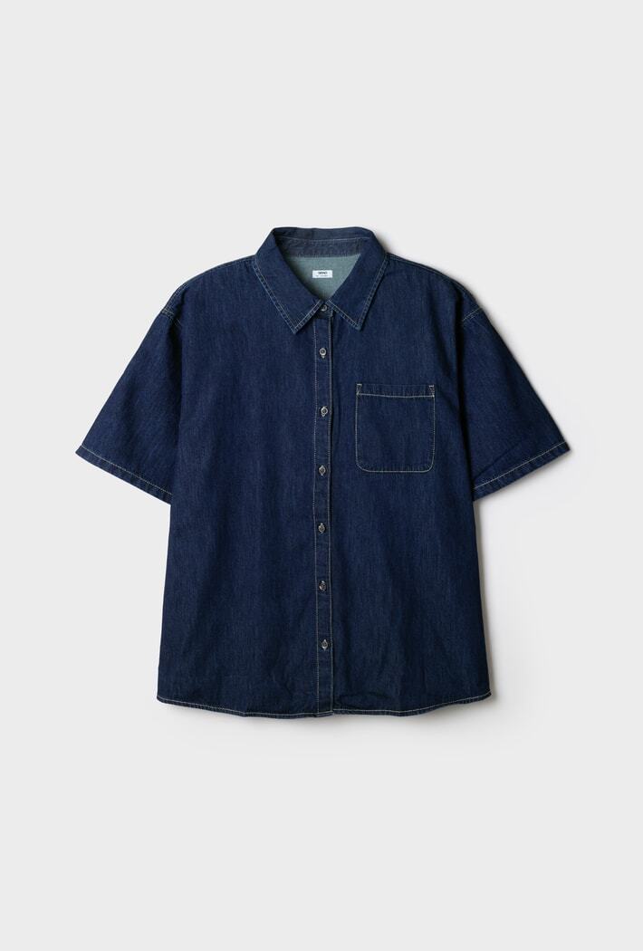韓國 SPAO Relaxed Fit Short Sleeve Denim Shirt【SP401】