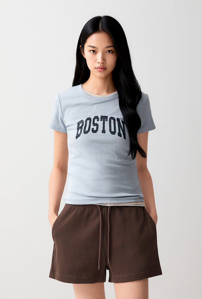 韓國 SPAO BOSTON Slim Fit Short Sleeve T-shirt【SP417】