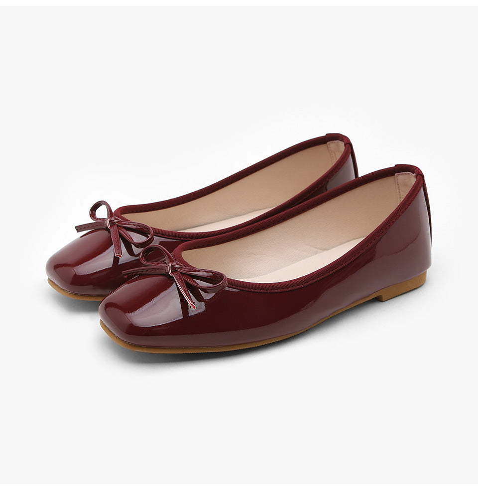 韓國 Sappun Erino enamel ribbon flat shoes (1cm)【SA007】