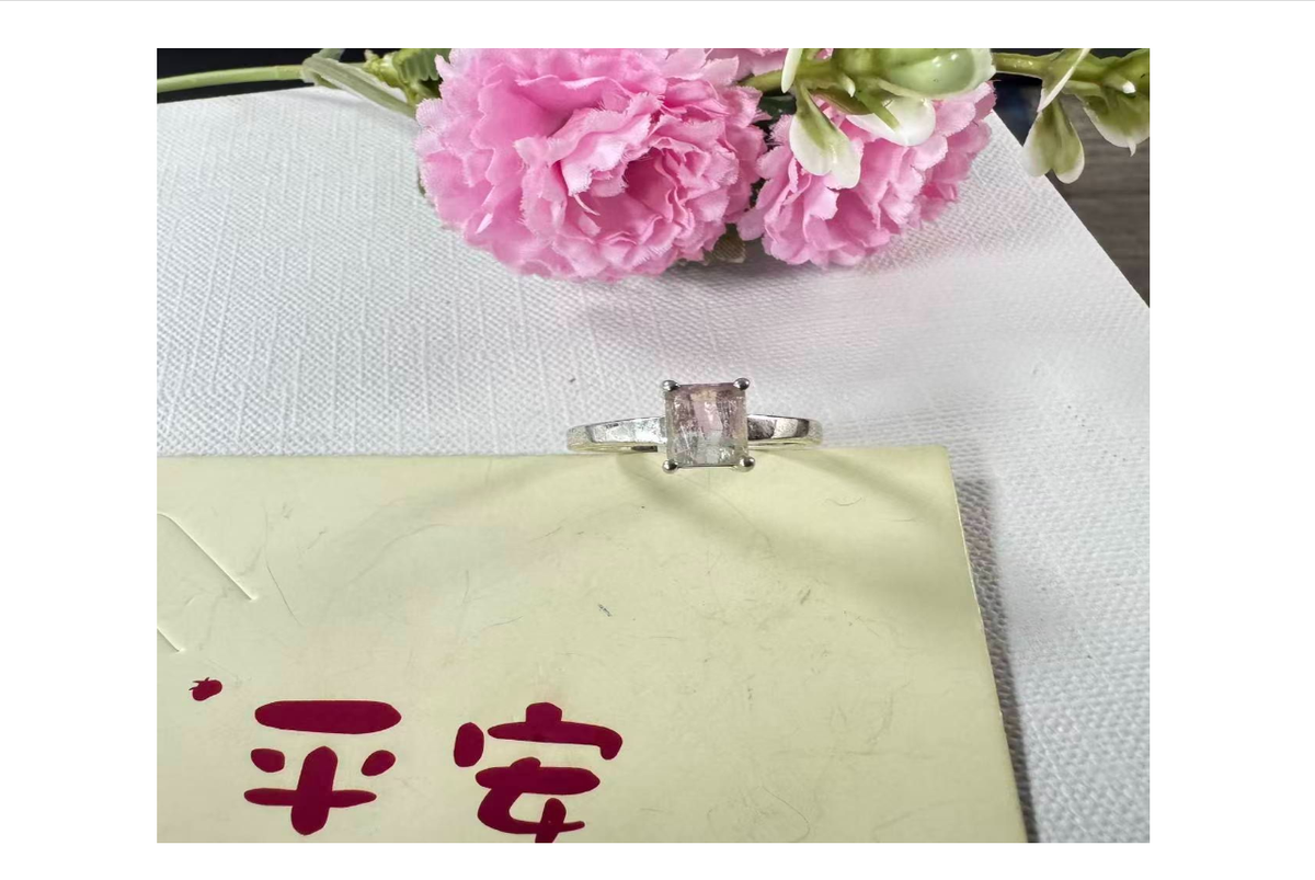 西瓜碧璽銀鑲戒指 14#【SE1108】