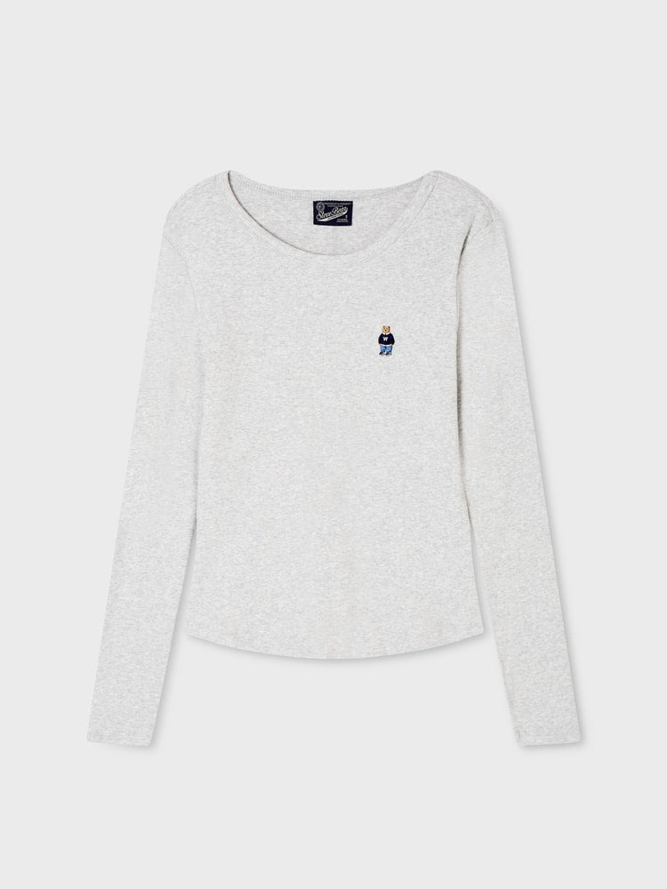 韓國 WhoAU Steve Ribbed Long Sleeve T-shirt【WA398】