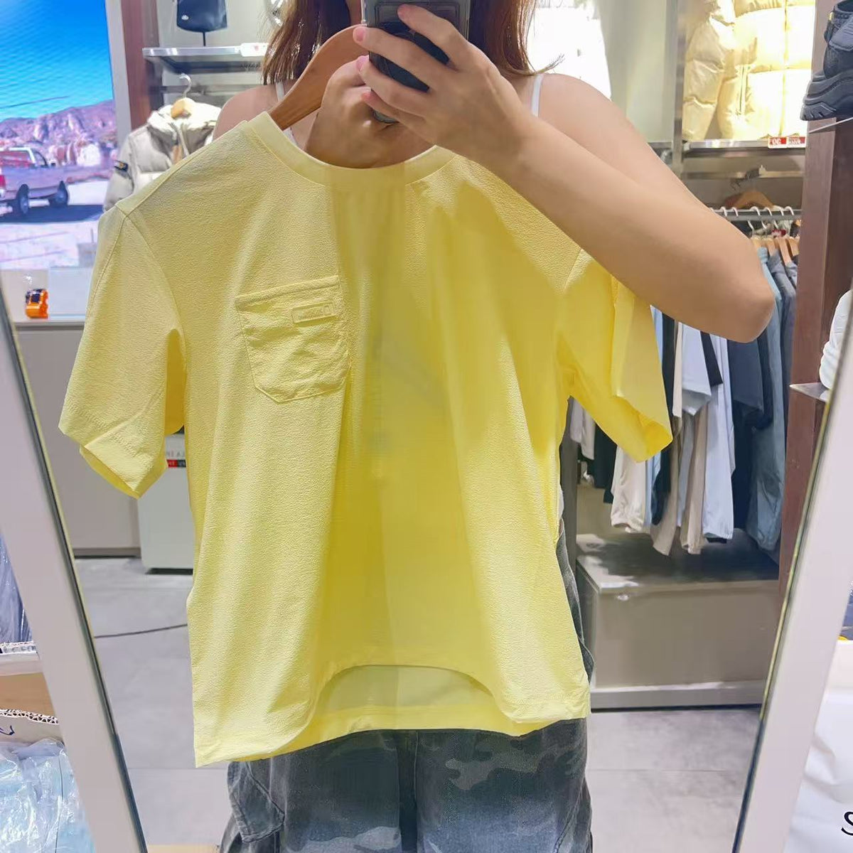 韓國 National Geographic 女款 Women's Airflow Hybrid Semi-Crop Short Sleeve T-shirt (涼爽面料)【NG874】