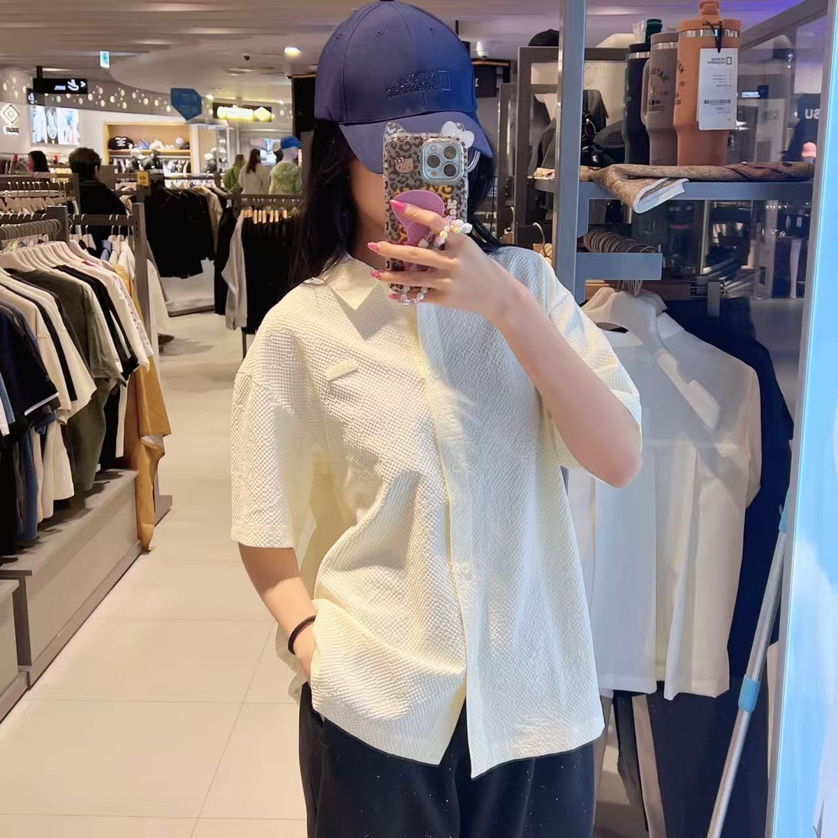 韓國 National Geographic Women's Seersucker Oversized Cover-up Shirt【NG989】