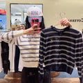 韓國 Marithe Francois Girbaud W Stripe Knit Cardigan【MD161】 Navy / S 一般商品