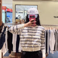 韓國 Marithe Francois Girbaud W Stripe Knit Cardigan【MD161】 一般商品