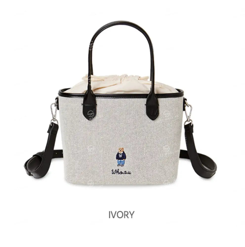 韓國 WhoAU Steve Canvas Tote Bag【WA274】 Ivory 一般商品