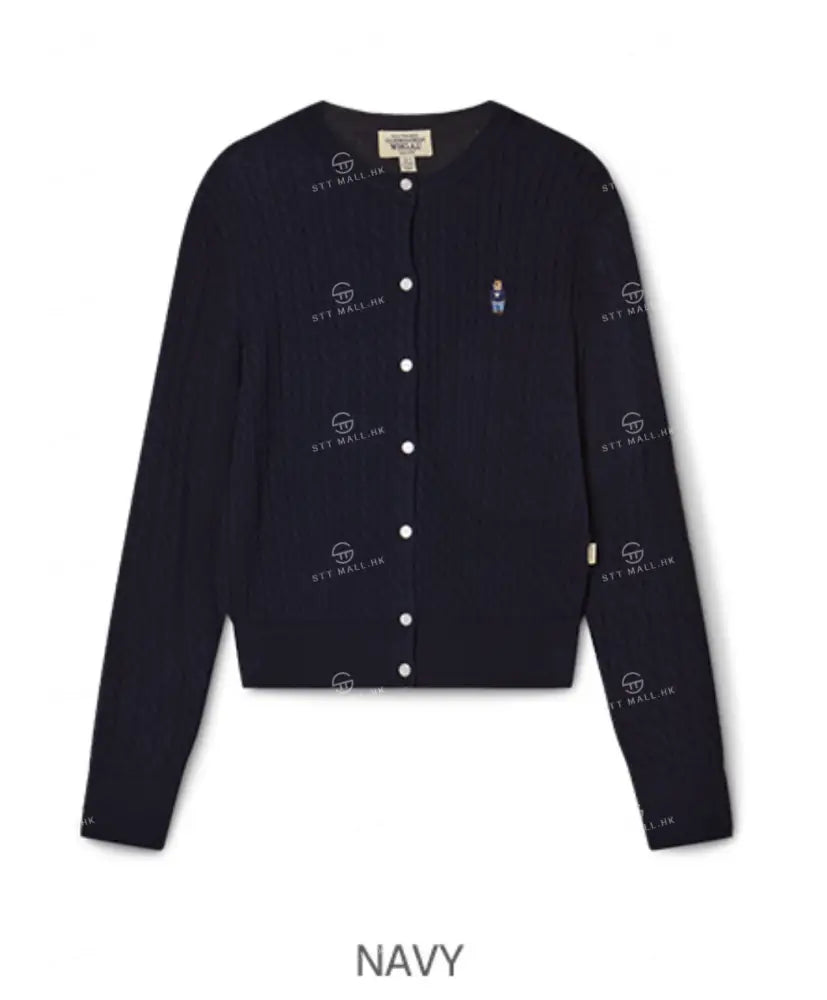 韓國 WhoAU Steve High Gauge Cotton Cable Cardigan【WA262】 Navy / S 一般商品