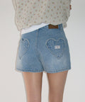 韓國 Ronron Heart Pocket Mini Short Denim Pants【RR034】