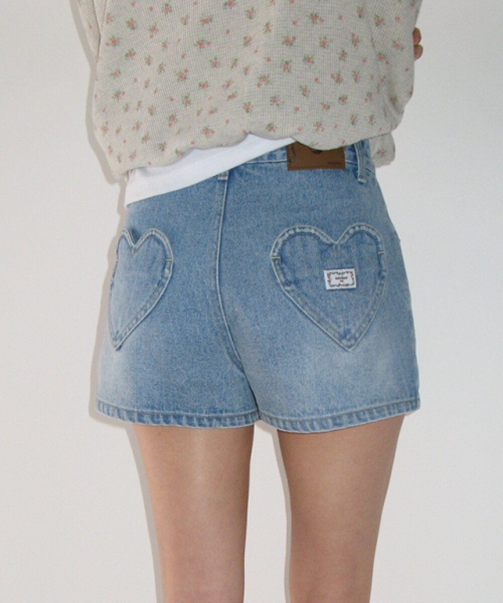 韓國 Ronron Heart Pocket Mini Short Denim Pants【RR034】