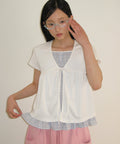 韓國 Ronron Cardigan Layered Soft Check T Shirt【RR009】