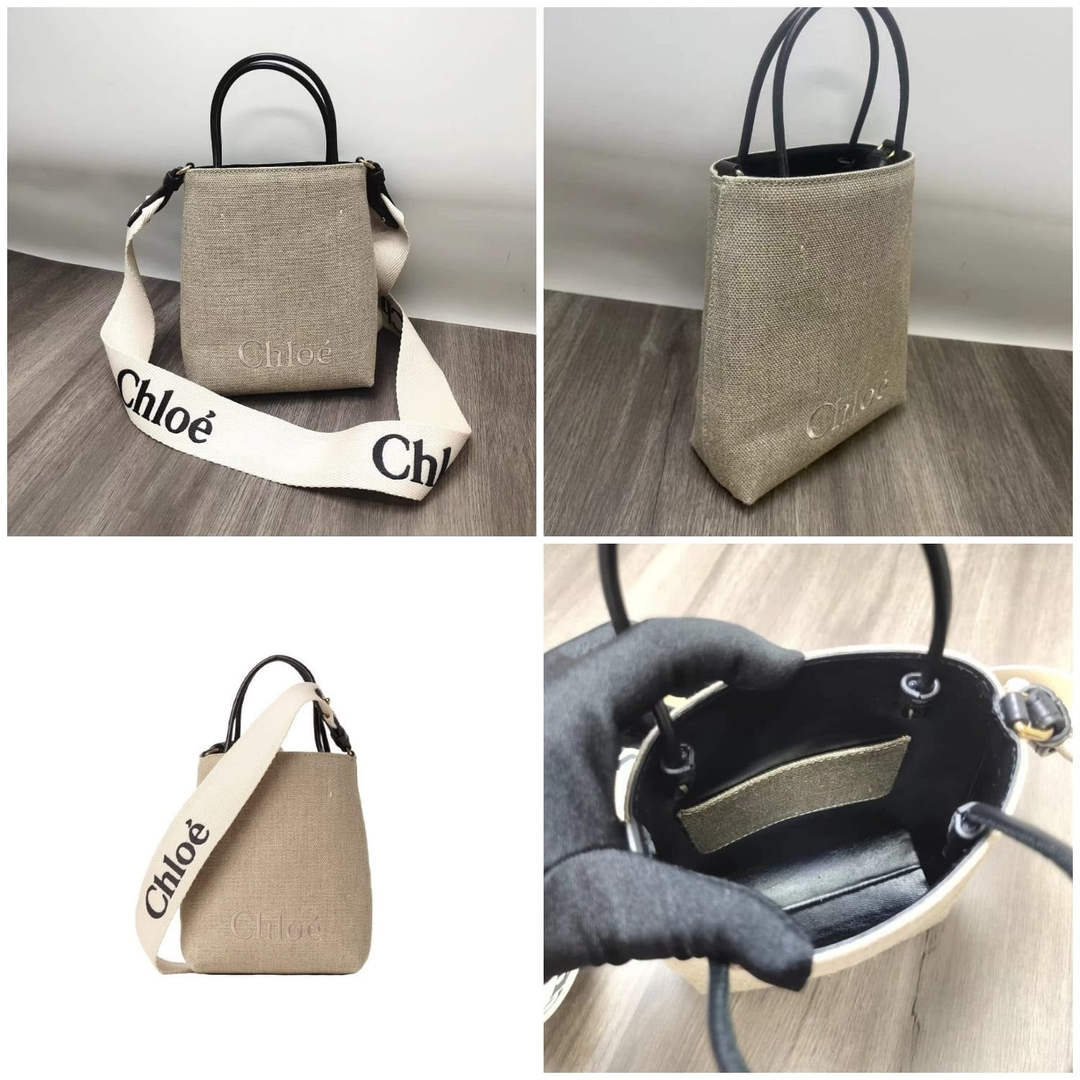 Chloe Sense Micro Tote Bag in Beige/Black [SM1560]