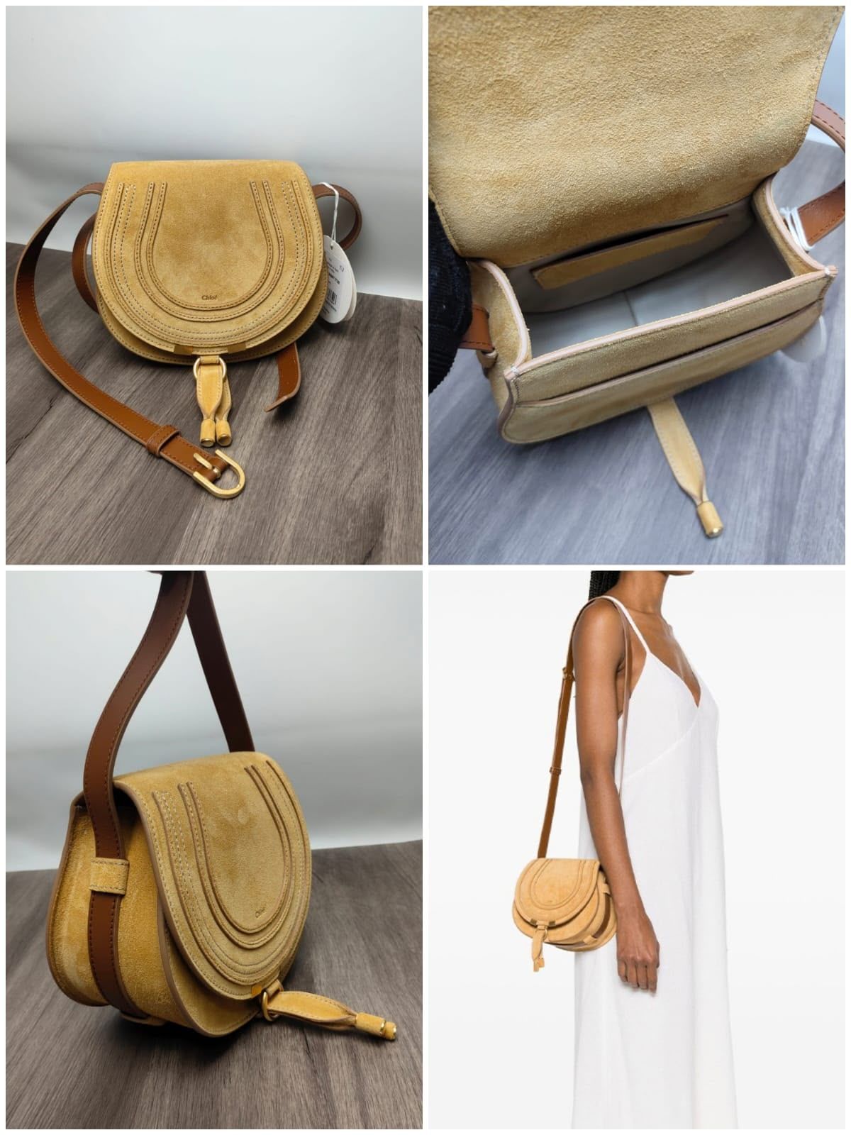 Chloe Small Marcie Saddle Crossbody Bag in Safari Gold [SM1561]