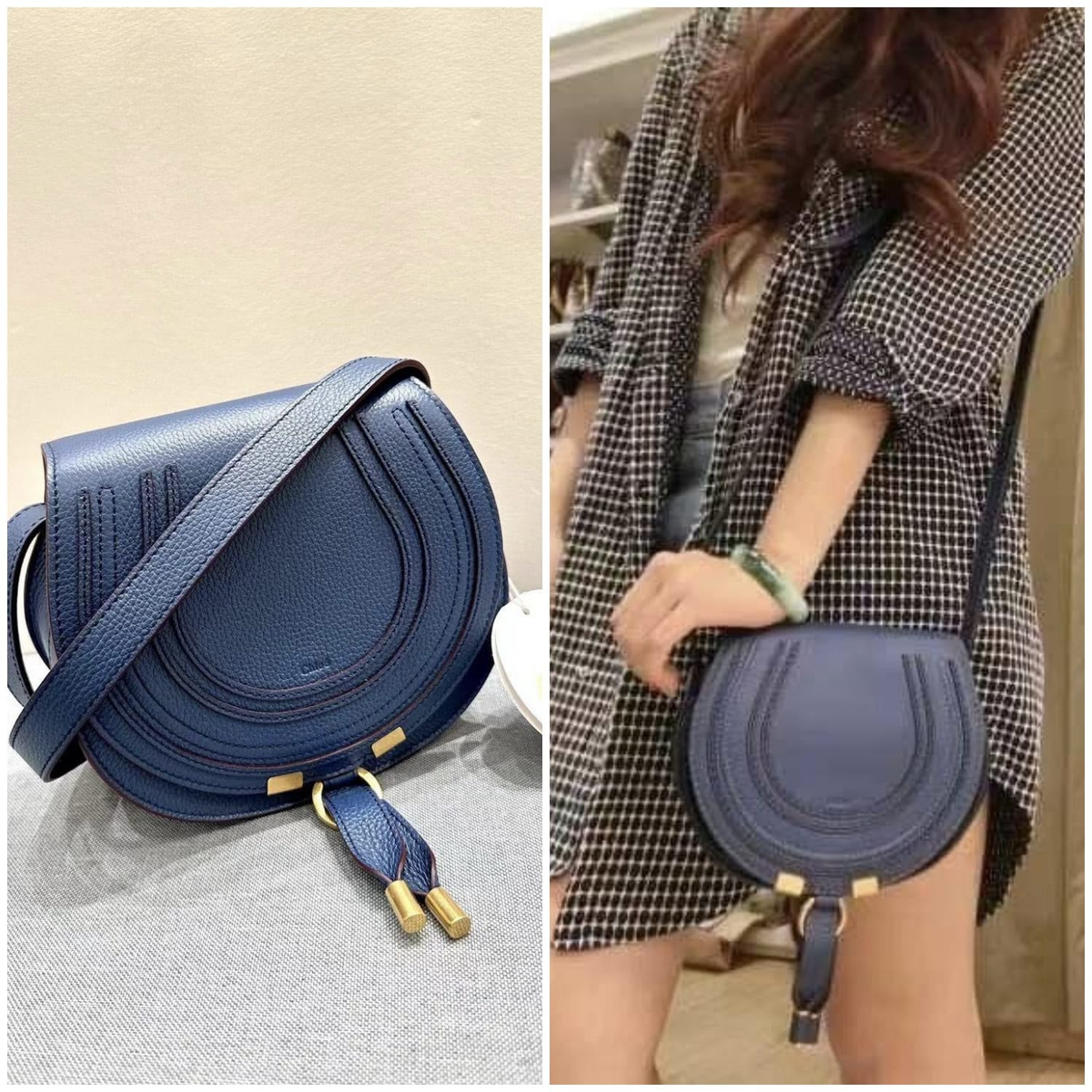 Chloe Small Marcie Saddle Crossbody Bag in Deep Denim [SM1566]