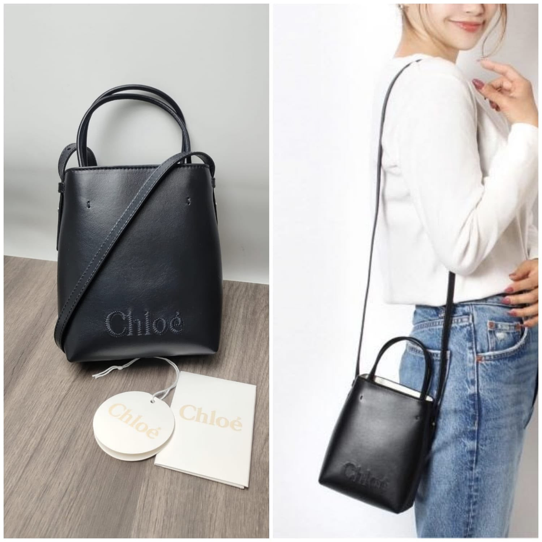 Chloe Sense Micro Tote Bags in Black [SM1589]