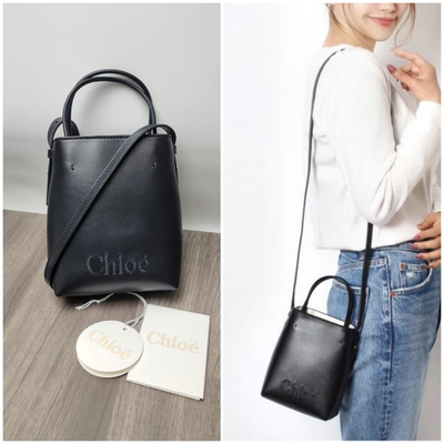 Chloe Sense Micro Tote Bags in Black [SM1589]
