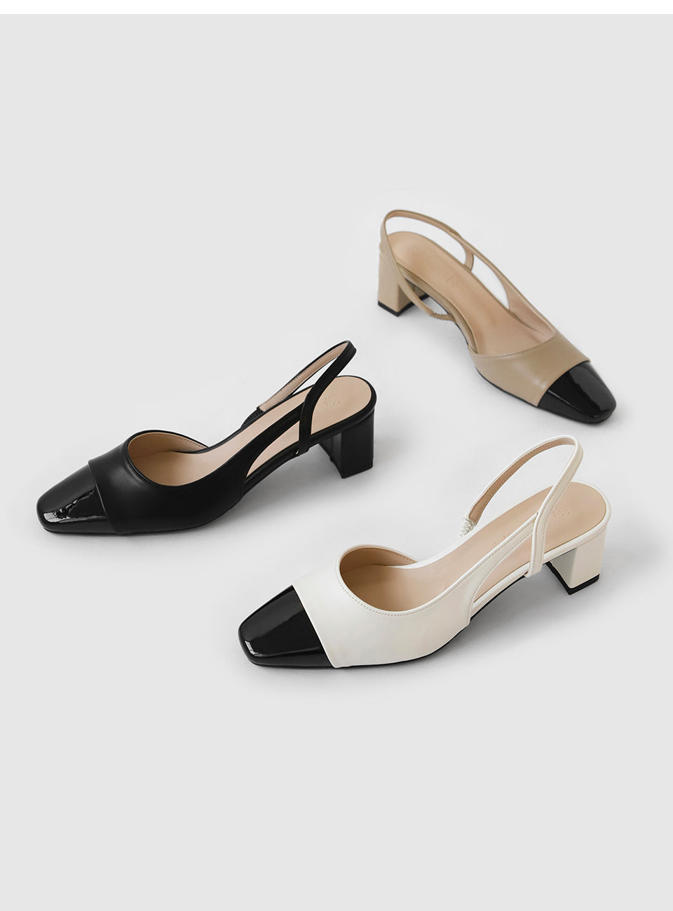 韓國 Sappun Irena Two-tone Square Slingback Heel【SA034】