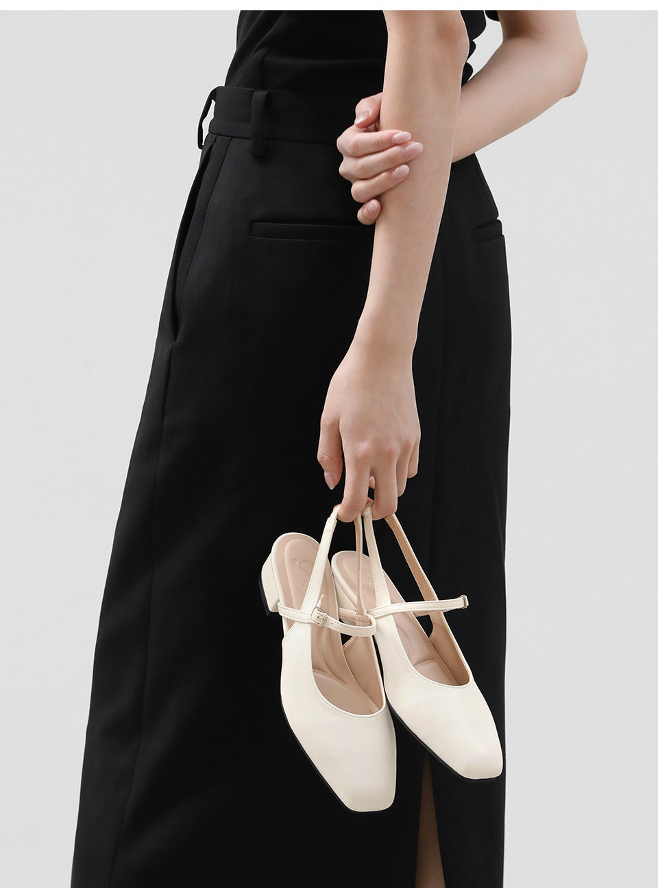 韓國 Sappun Daphni Mary Jane Slingback Flat Shoes (3cm)
 【SA074】