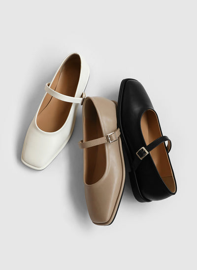 韓國 Sappun Moit Square Mary Jaine Flat Shoes (1cm)【SA082】