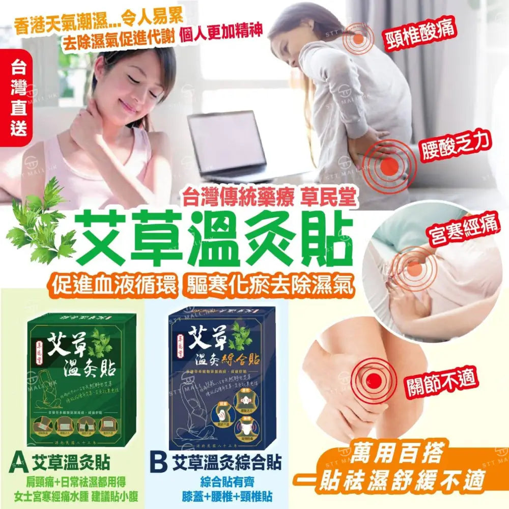台灣製 草民堂 艾草貼系列 - STT Mall HK 靚太網購 -- A. 溫灸貼 30入