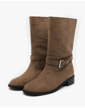 【現貨】韓國 Sappun Trina Buckle Strap Mid Boots (3.5cm)【AU064】