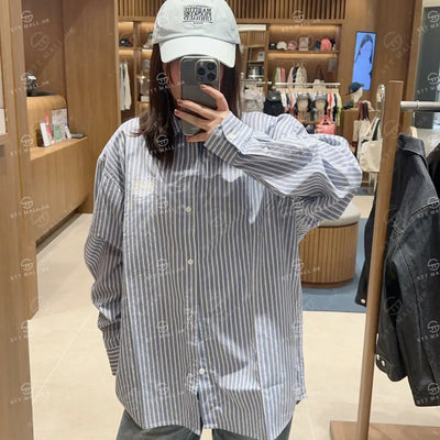 【現貨】韓國 Marithe Francois Girbaud Over Fit Uni Stripe Shirt 【MF292】